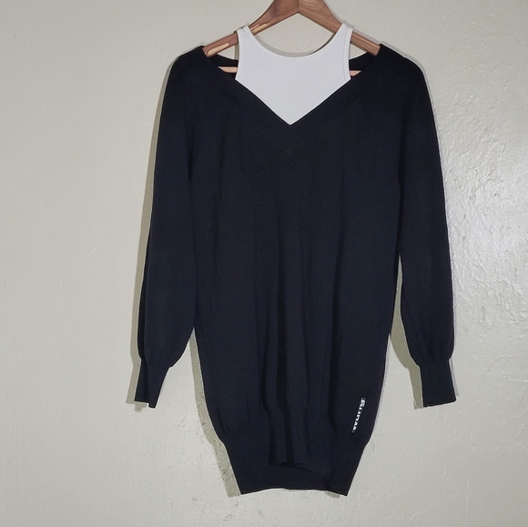 Alexander Wang Black V-Neck Sweater with White Tank - Picture 1 of 7